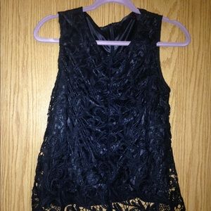 Black lace sleeveless top. Super cute!